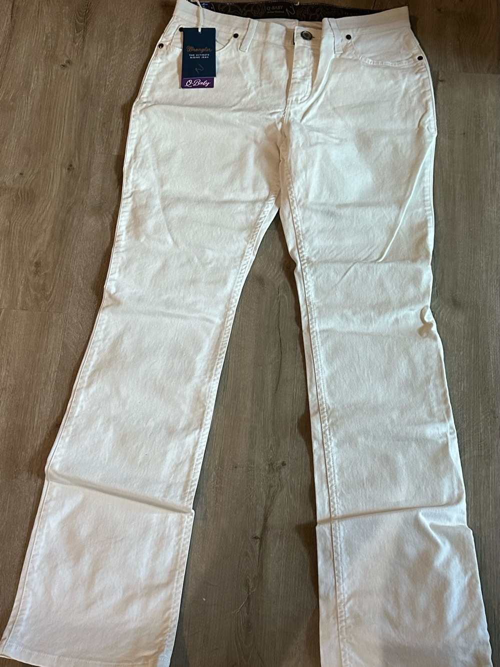 Wrangler Q-Baby Womens Riding Jeans 11/12 x 34 White Bootcut Stretch NWT